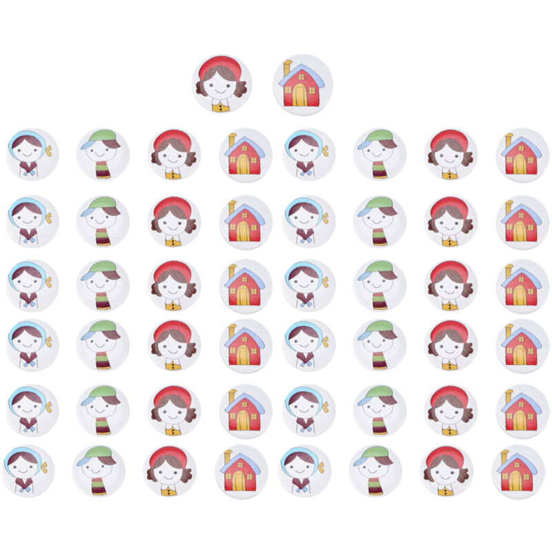 50 Pièces de Rondins en Bois Cartoon 20mm avec Motifs Personnages pour Décorations DIY Créatives