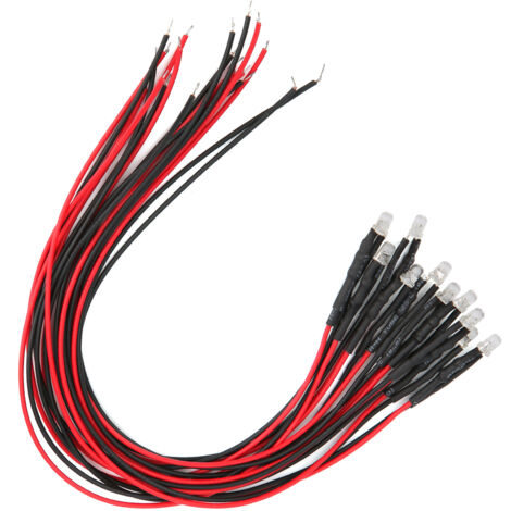 50 pièces DEL lumineuses diodes électroluminescentes pré-câblées tête ronde clignotantes modèle 12V violet