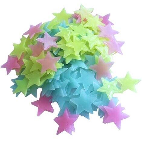50 pièces d'étoiles lumineuses Stickers muraux autocollants lumineux chambre d'enfants décoratifs étoiles Stickers muraux