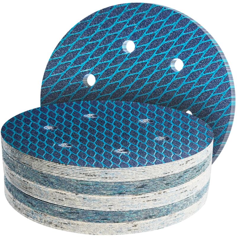 50 Pièces Disque de Ponçage 150mm Grain 60/80/120/180/320 Pour Ponceuse Excentrique (6 Trous Losange)