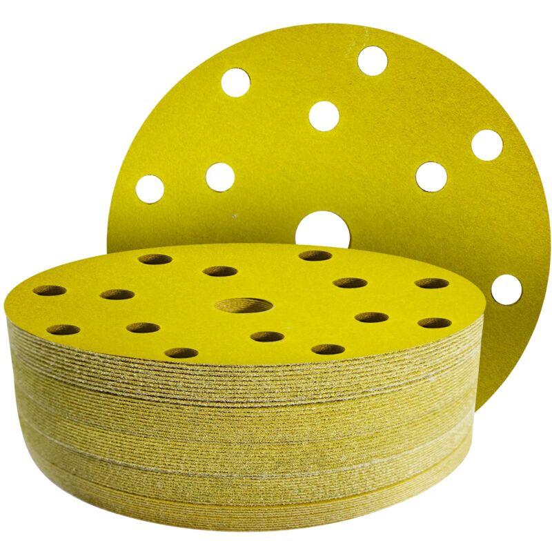 50 Pièces Disques abrasifs de 150 mm, Grain 600 - Disque a poncer 150mm 15 trous pour Ponceuse Excentrique 150mm