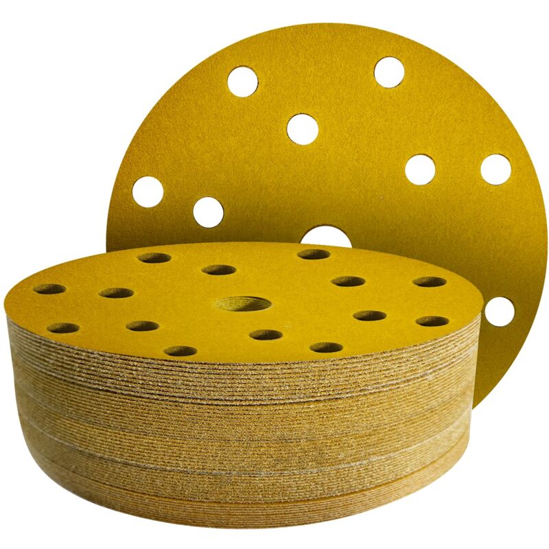 50 Pièces Disques abrasifs de 150 mm, Grain 120 - Disque a poncer 150mm 15 trous pour Ponceuse Excentrique 150mm