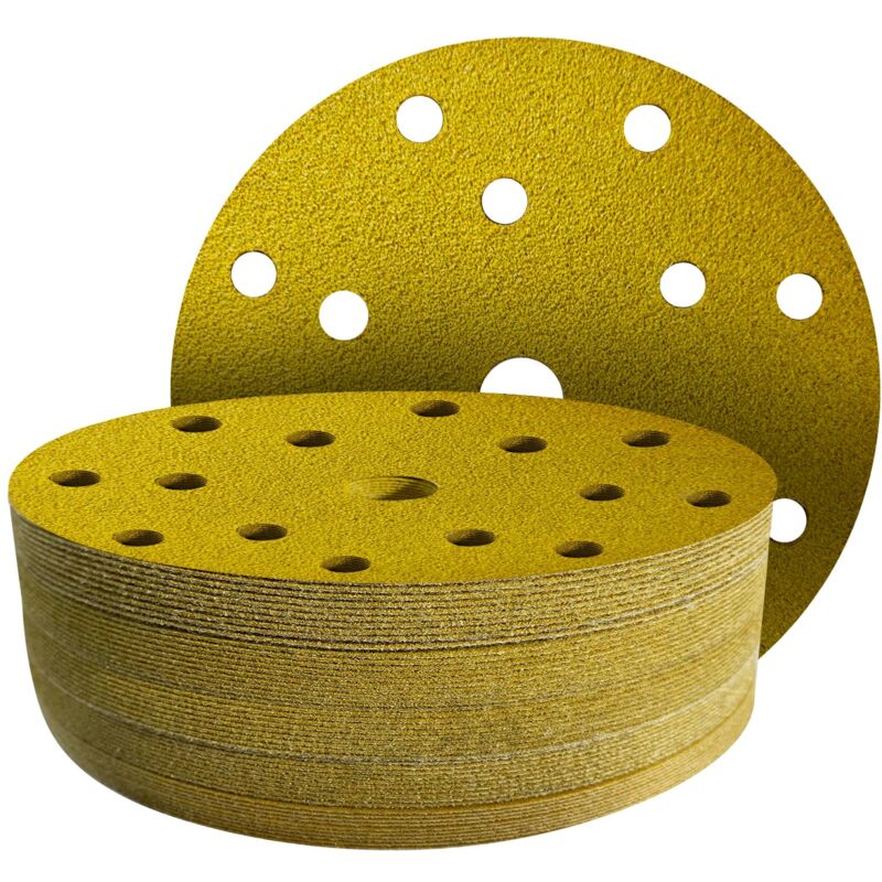 50 Pièces Disques abrasifs de 150 mm, Grain 80 - Disque a poncer 150mm 15 trous pour Ponceuse Excentrique 150mm