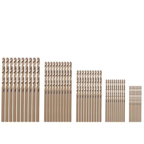 50 PièCes Drillforce Tools M35 Set de Forets au Cobalt, Hss-Co 1-3MM, pour Percer Sur Acier Trempé, Fonte et Inoxydable