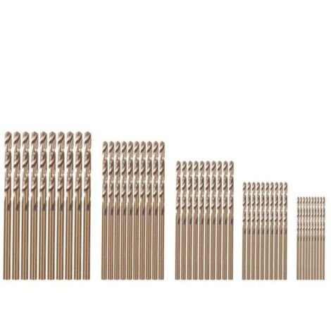 50 PièCes Drillforce Tools M35 Set de Forets au Cobalt, Hss-Co 1-3MM, pour Percer Sur Acier Trempé, Fonte et Inoxydable