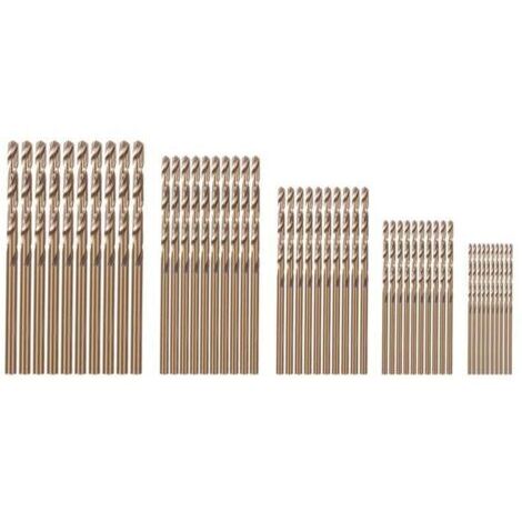 50 PièCes Drillforce Tools M35 Set de Forets au Cobalt, Hss-Co 1-3MM, pour Percer Sur Acier Trempé, Fonte et Inoxydable