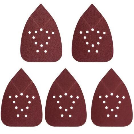 50 Pièces Feuilles Abrasives Papier Abrasif de Ponçage, Papier Abrasif Triangulaire 140 x 95 mm, 12 Trous, Grain 60/80/120/180/240, pour le du Bois, le Métal, le Polissage, le Ponçage