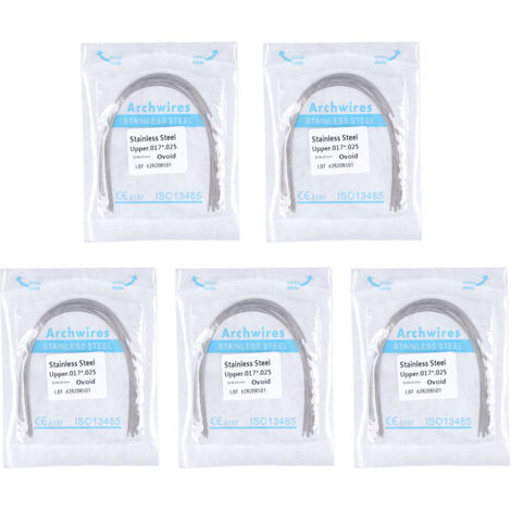 50 pièces Fil Orthodontique Rectangulaire Flexible en Acier Inoxydable 0.17x0.25 Pouce pour Arcade Supérieure