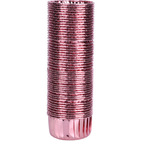 50 Pièces Gobelets Papier Frisés Double Face Résistants à la Chaleur pour Muffins et Pâtisseries (Rose Doré)