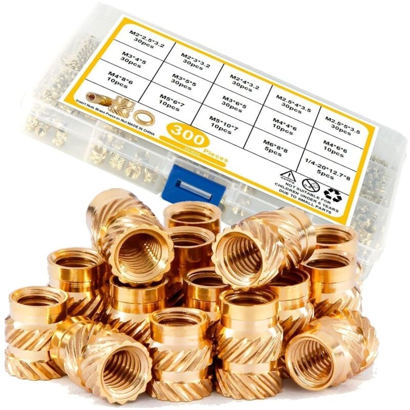 50 Pièces Inserts Filetés M2 M2.5 M3 M4 M5 M6, Insert Fileté Metal, Filet Rapporté en Laiton, Inserts Fileté pour la Fusion à Chaud, Inserts Filetés