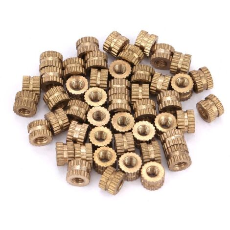 50 pièces inserts filetés M3 en laiton à empreinte moletée pour moulage par injection (5x5,3mm)