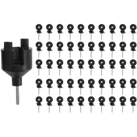 50 Pièces Isolants pour Clôture Électrique, Isolateurs à Visser pour Poteaux Bois, avec Outil de Pose et Douille Isolante
