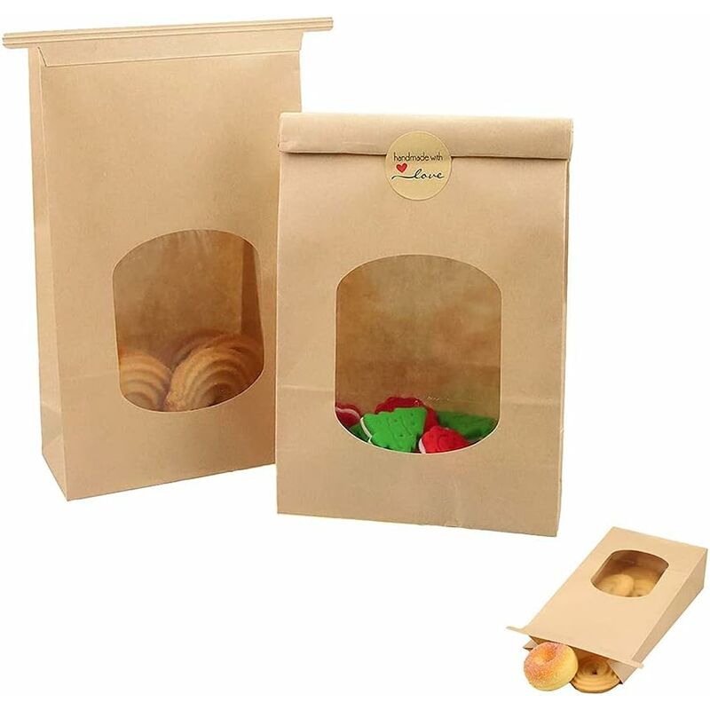 50 Pieces Kraft Paper Bag, Kraft Paper Candy Bags, Kraft Pouch Bag, Kraft Food Bag, Kraft Food Packaging Bag, for Gift, Takeout, Kraft Paper Color