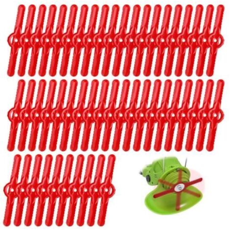 50 Pièces Lame Debrouissalleuses, Trou de 5 MM Tête Débroussailleuse, Forme Ondulée Lame Tondeuse Gazon