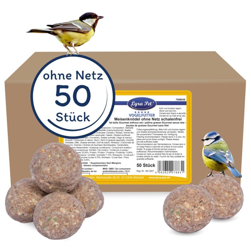 Lyra Pet - 50 pcs. ® Gourmet Boulettes de mésanges sans coquille sans filet à 80 g