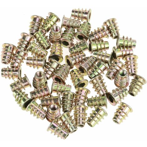 50 pièces M5 13mm en alliage de Zinc tête d'entraînement hexagonale écrous de meubles filetés pour insert en bois inserts d'écrou incorporer des pièces