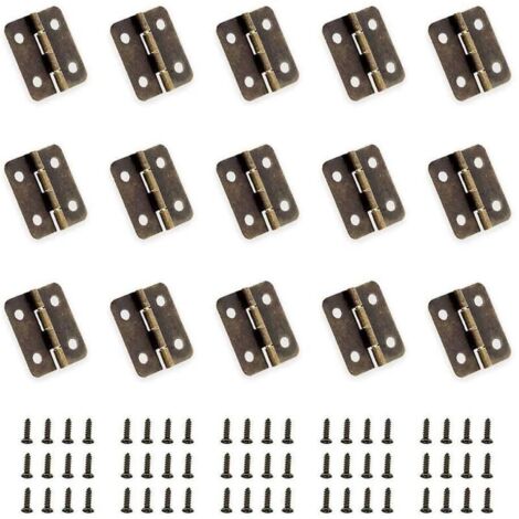 50 Pieces Mini Antique Bronze Hinges Folding Hinges DIY Connectors Small Hinges with 200 Replacement Nails for Wooden Box Jewelry Box Cabinet DIY Accessories