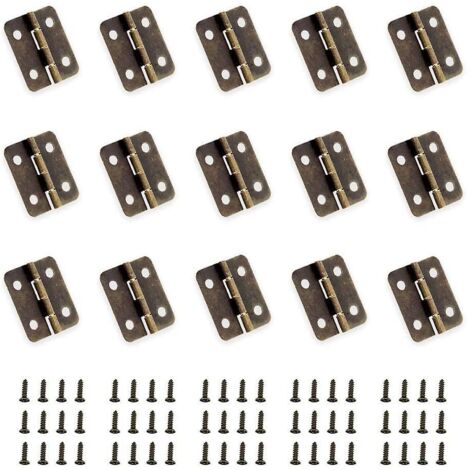 50 Pièces Mini Charnières en Bronze Antique Charnière Pliante Connecteurs de Bricolage Petites Charnières avec 200 Clous de Rechange pour Boîte en Bois Boîte à Bijoux Armoire Bricolage Acces