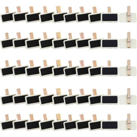50 Pièces Mini Tableau Noir, Mini Ardoise Rectangle Tableau Noir avec Pince, pour Mémo Fête, Étiquette, Bar, l'étiquetage, Le Mariage