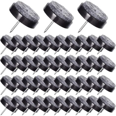 SERBIA 50 pièces Nails patins pour meubles patins en feutre noir 17 mm avec boîte de rangement pour meubles, chaises, tabourets et pieds de table en bois (noir)