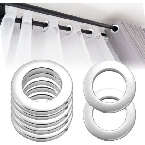50 Pieces Oeillets Rideaux à Clipser Plastique Détachable Anneaux à Œillets de Rideau Intérieur 33mm pour Rideau de Fenêtre Douche Vestiaire Porte (Argenté)