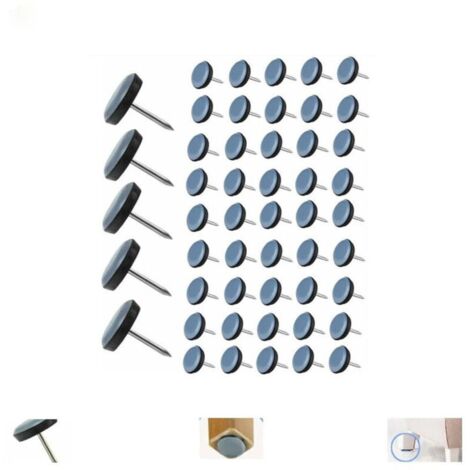 50 Pièces Patin Chaise Teflon à Clouer 19mm Ronde Patins de Meubles en Teflon Patin de Chaise avec Clou Teflon Patins de Chaise Feutre à clouer pour Chaise Canapé Bureau Table.