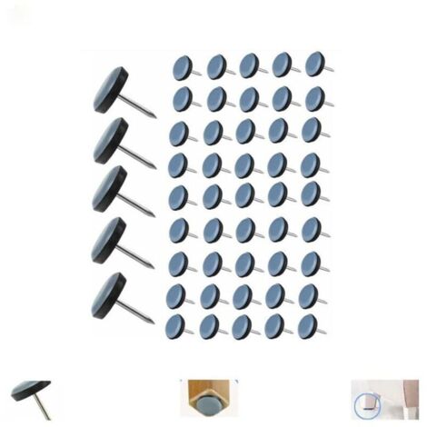 50 Pièces Patin Chaise Teflon à Clouer 19mm Ronde Patins de Meubles en Teflon Patin de Chaise avec Clou Teflon Patins de Chaise Feutre à clouer pour Chaise Canapé Bureau Table