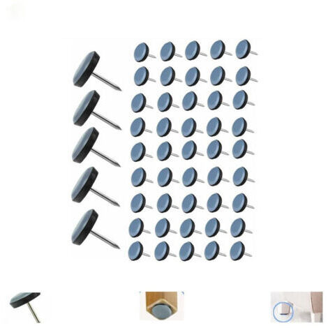 50 Pièces Patin Chaise Teflon à Clouer 19mm Ronde Patins de Meubles en Teflon Patin de Chaise avec Clou Teflon Patins de Chaise Feutre à clouer pour Chaise Canapé Bureau Table -,