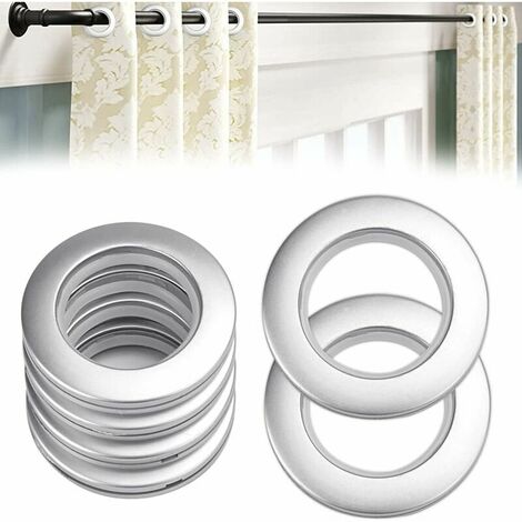 50 Pieces Plastic Curtain Rings Curtain Eyelet Rings 40mm Plastic Rings Rings for Curtain Rod Silver Plastic Eyelets for Curtain Window Shower Dressing Room