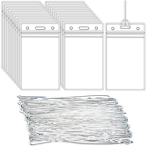 50 Pieces Plastic Luggage Bag Tag Holder Badge Label Holder Clear ID Card Holder with 50 Packs Luggage Tag Buckle Straps for Office Business Travel Supplies