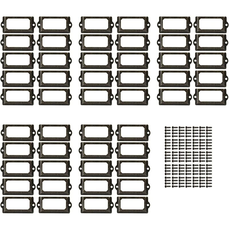 50 Pièces Porte Etiquettes Cadre, Porte-Étiquettes en Métal, Porte-Étiquettes pour Cartes de Nom de Tiroir, pour Plaques Nominatives, Armoire