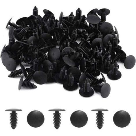 50 pièces Rivet Clips Plastique- Clips Plastique Rivet Carrosserie Garniture Garniture de Retenue de Fixation de Rivet Pare-Chocs de Voiture pour Voiture(Noir)