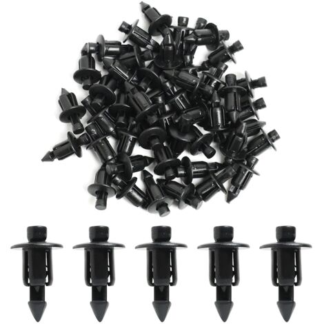 50 Clips Voiture 6mm - Rivets Plastique Pour Honda, Yamaha - Fixation Panneau Et Carénage