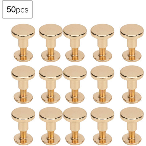 50 Pièces Rivets en Cuivre Pur à Tête Plate de 8mm pour Reliure de Carnets en Cuir - Kit de Vis Dorées