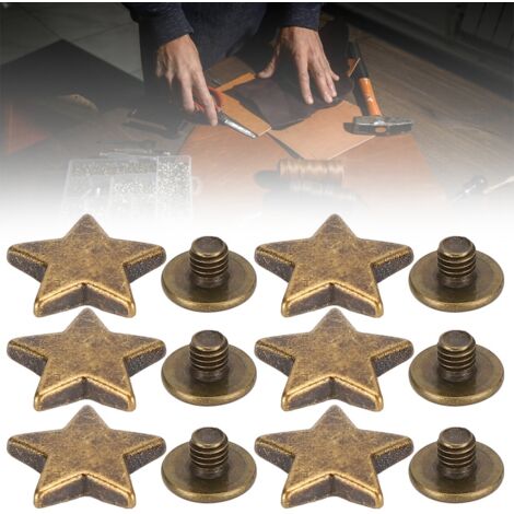 50 Pièces Rivets Étoile 12MM en Alliage de Zinc Antirouille pour Vêtements (Couleur Bronze)