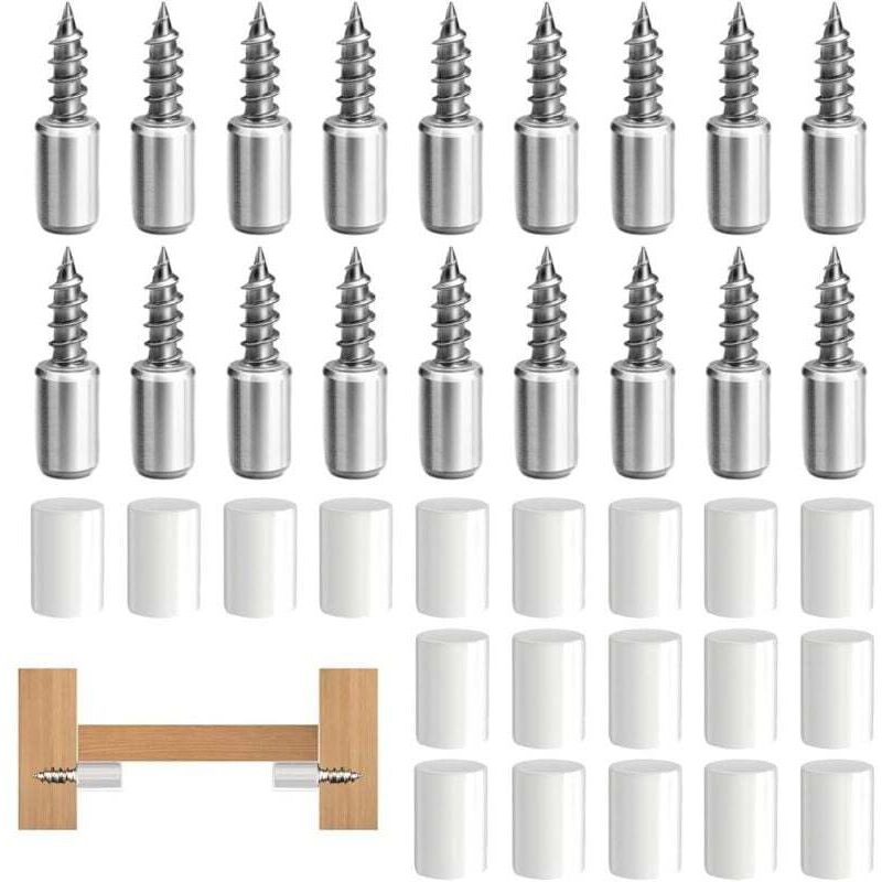 50 Pièces taquets pour étagères, Laminate Support Vis Autotaraudeuses Support Stratifié, Self-Tapping Screws Cabinet laminate support avec Couvercle