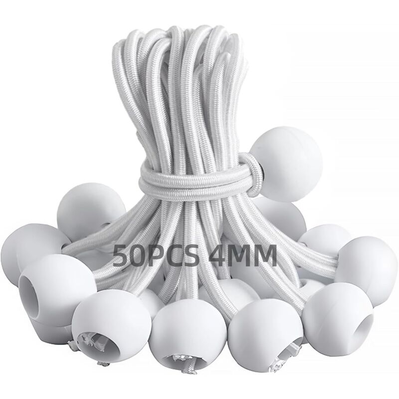 50 Pièces Tendeur Elastique, 150mm Flexible Tendeur Bache Sandow Elastique, Tendeur Elastique Boule pour Bache, Tentes, Camping, Bannières