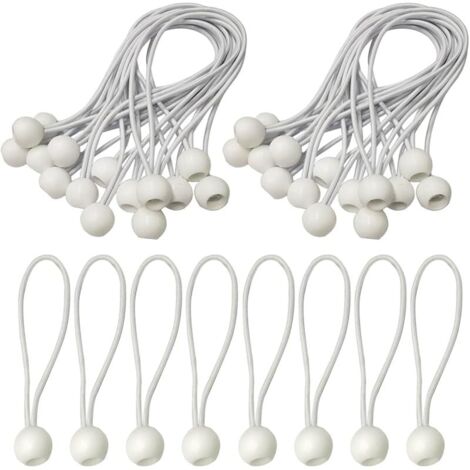50 Pièces Tendeurs Elastique,Tendeur Elastique Boule,Tendeur Bache, Tendeur avec Boule,Sandow Elastique pour Bache,Tentes,Camping
