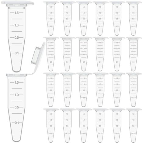 50 Pièces Tube à Centrifuger,Tube à Centrifuger Transparent,Micro Tubes à Essai Flacon Avec Snap Cap,Microcentrifugeuse Avec Couvercle,Plastique Tube à Essai Centrifuge Conique Microtube,1.5ml