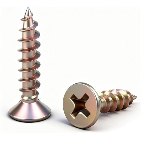 50 Pièces Vis à Bois Fixations Autotaraudeuses M3x6mm, Éléments Cruciformes à Tête Plate, Vis Autoperçantes pour Meubles en Bois
