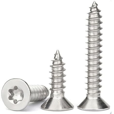 50 Pièces Vis à Bois M3x10mm, Torx à Tête Fraisée, Acier Inoxydable A2 V2A, Vis Autotaraudeuses Entièrement Filetées pour Fixations