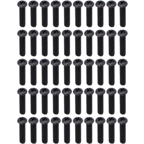 50 pièces vis à métaux tête cylindrique acier zingué noir filetage entier DIN 7985 M4x16 boulons fixation