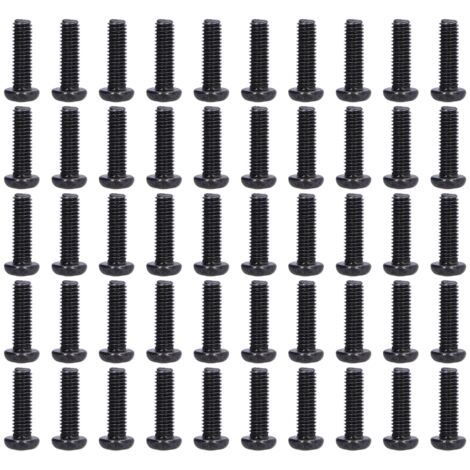 50 pièces Vis à métaux tête cylindrique M3x10, filetage complet, acier zingué noir - Boulonnerie et fixation
