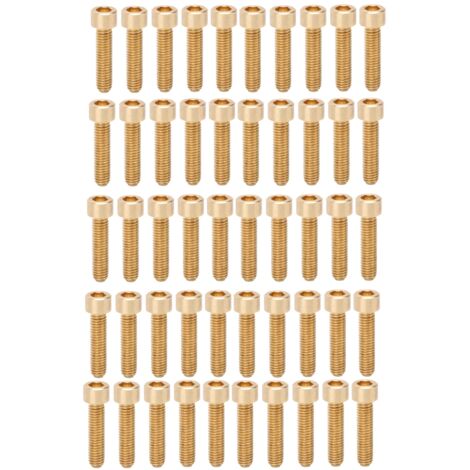 50 pièces vis à tête hexagonale creuse en cuivre, fixations M6x25mm pour fournitures industrielles et outils.