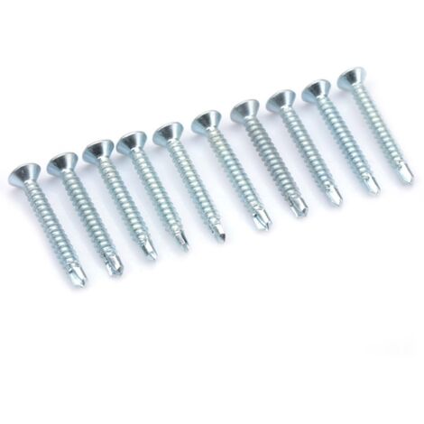 50 pièces vis auto-perceuses à tête plate M4.2, vis à tapper et percer, lot de vis queue de perceuse (M4.2x32)