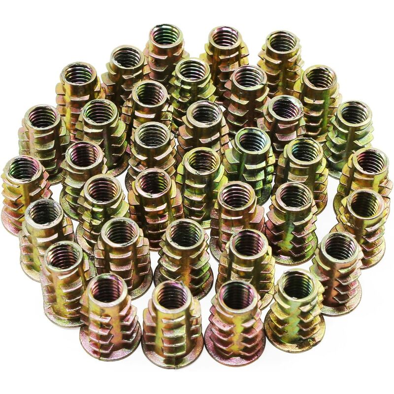 

50 piezas de aleación de zinc M6 inserto de tornillo de cabeza hueca M6 tuercas de tornillo de plomo para muebles de madera