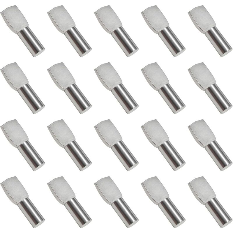 50 piezas de soportes para estantes, clavijas, soportes de placa de metal niquelado para gabinetes, oficinas y estanterías - 5 mm x 19 mm