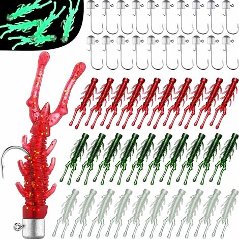 50 piezas Ned Rig Jig Heads Kit Incluye 20 piezas Finesse Mushroom Jig Heads 30 piezas Soft Ned Rig Baits Pesca Mushroom Hooks Jig Head Hooks para cualquier Bass Crappie