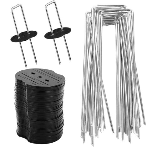 50 Piquets De Fixation, Acier Galvanisé, 50 Rondelles Tampons, PP, Pour Jardin Et Camping