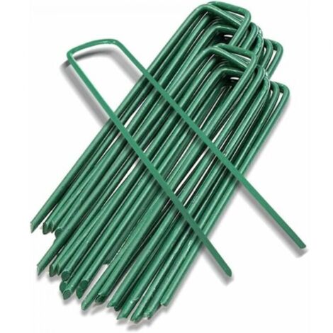 50 piquets de jardin, piquets de pelouse en forme de U pour bâches anti-mauvaises herbes, galvanisés à chaud (hauteur 150 mm)